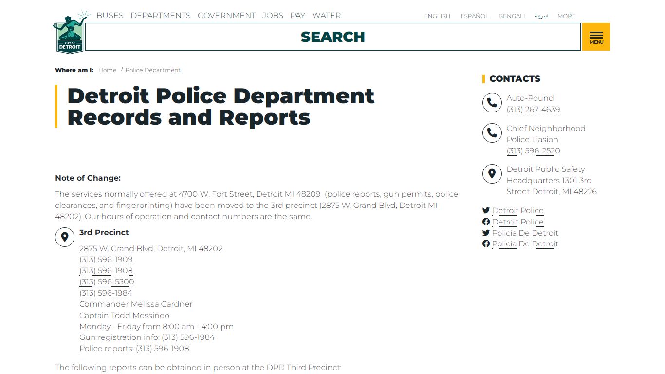 Detroit Police Department Records and Reports | City of Detroit