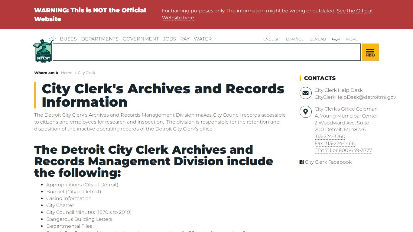 City Clerk's Archives and Records Information | City of Detroit